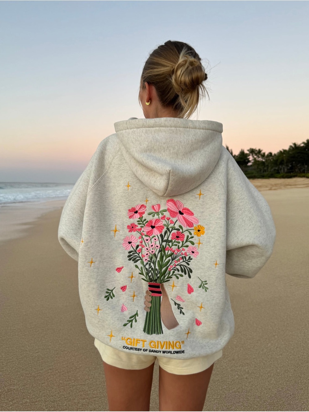 Dandy "Gift Giving" Oversized Lux Hoodie in Heather Gray